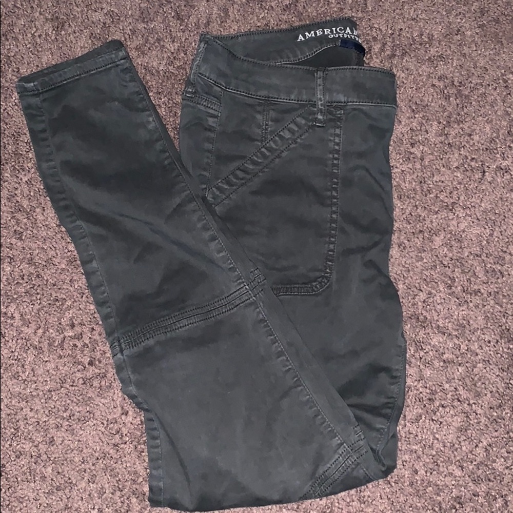 AE camo green jeggings